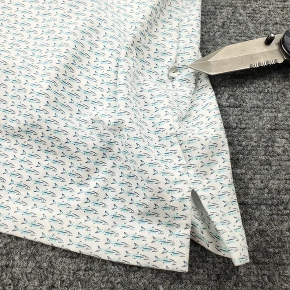 Vineyard Vines Edgartown Polo Shirt Mens XL Fish Print Pima Stretch Performance - Picture 8 of 9